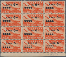 Italien: 1947, Airmail Stamp 3.20l. Red-orange (airplane Caproni-Campin: N-1) Surch. 'LIRE 6-' With - Sammlungen