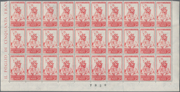 Italien: 1954, 25l. Red "Carlo Collodi/Pinocchio" Showing Variety "White Background", Marginal Block - Colecciones