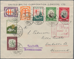 Lettland: 1921/1941, Small Lot Of Eight Better Covers And Cards Inclutig Tax, Parcel Card And Regist - Lettonie