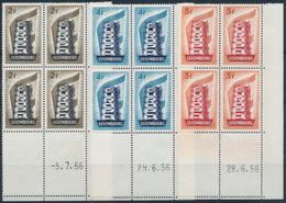 Luxemburg: 1956, Europa-CEPT, Blocks Of Four With Sheet And Corner Margin With Printing Data, Mint N - Autres & Non Classés