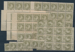 Monaco: 1885, Prince Charles 1c. Olive, Lot Of 94 Stamps Within Multiples, Mint Never Hinged. Maury - Used Stamps