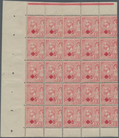 Monaco: 1914, Red Cross, 5c. On 10c. Rose, Three Panes Of 25 Stamps Each (=75 Stamps In Total), Unmo - Usados