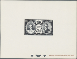 Monaco: 1956, Royal Wedding, Airmail 500fr. As Epreuve D'artiste In Black, Lot Of Ten Pieces. Maury - Oblitérés