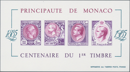 Monaco: 1985, Stamp Centenary Souvenir Sheet, Epreuve De Luxe In Differing Colours "Lilac/Purple" On - Gebraucht