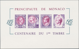 Monaco: 1985, Stamp Centenary Souvenir Sheet, Epreuve De Luxe In Differing Colours "Lilac/Purple" On - Oblitérés