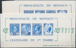 Monaco: 1985, Stamp Centenary Souvenir Sheet, Epreuve De Luxe On Thick Unwatermarked Paper And PTT I - Usados