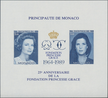 Monaco: 1989, Gracia Patricia Souvenir Sheet IMPERFORATE, Lot Of 50 Pieces Mint Never Hinged. Maury - Oblitérés