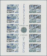 Monaco: 1991, Cept Souvenir Sheet "Space" IMPERFORATE, Lot Of 50 Pieces Mint Never Hinged. Maury 180 - Oblitérés