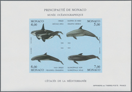 Monaco: 1994, Whales And Dolphins (3rd Issue) In A Lot With 60 IMPERFORATE Miniature Sheets, Mint Ne - Usados