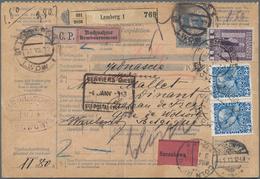 Österreich: 1911/1917, Sechs Auslandspaketkarten Mit 10 Heller Werstempel-Eindruck Und Zusatzfrankat - Colecciones