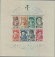 Portugal: 1945, Navigators, 25 Copies Of This Souvenir Sheet, Some Hinged In The Frame, Mostly Mint - Other & Unclassified