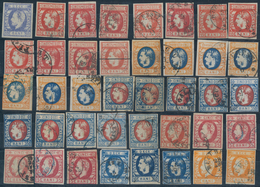 Rumänien: 1868/1871, CAROL HEADS Imperf., Mainly Used Assortment Of 74 Stamps On Stockcards, Nice Ra - Gebraucht