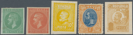 Rumänien: 1879/1935, Imperfs/Proofs/Essays, Assortment Of Apprx. 40 Pieces Of Various Issues. - Oblitérés