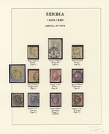 Serbien - Stempel: 1869/1880, Milan IV., Specialised Collection Of Apprx. 75 Stamps On Written Up Al - Servië