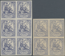 Spanien: 1874, Allegory Of Justice 10c. Blue In A Lot With Approx. 500 IMPERFORATE Stamps On Thin Wh - Briefe U. Dokumente