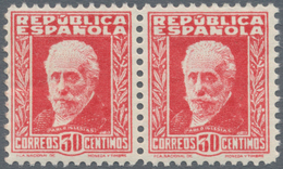 Spanien: 1932, Pablo Iglesias 30c. Carmine Perf. 11¼ Without Control Number In A Lot With Approx. 1. - Lettres & Documents