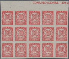 Spanien: 1938, Numeral Definitive 30c. Carmine On Grey Paper In A Lot With About 2.000 (!) IMPERFORA - Storia Postale