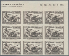 Spanien: 1938, Republican Militia 5c. Black-lilac ‚Man And Woman With Guns‘ In A Lot With About 350 - Lettres & Documents