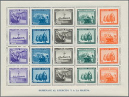 Spanien: 1938, Army And Navy Perforated And IMPERFORATED Miniature Sheets In A Lot With 20 Miniature - Lettres & Documents