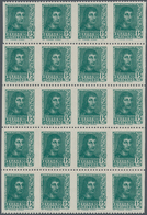 Spanien: 1938, Ferdinand II. 15c. Dark Green (‚Lit. Fournier Vitoria‘) In A Lot With 70 Stamps In Bl - Lettres & Documents