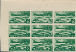 Spanien: 1938, Submarine 'A 1' 2pta. IMPERFORATE PROOF In Green In A Large Lot With About 320 Proofs - Cartas & Documentos