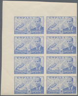 Spanien: 1940, Juan De La Cierva Airmail Issue 1pta. Blue In A Lot With About 310 IMPERFORATE Stamps - Cartas & Documentos