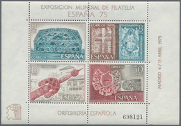 Spanien: 1975, International Stamp Exhibition ESPANA ’75 Set Of Two Miniature Sheets In A Lot With A - Cartas & Documentos