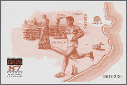 Spanien: 1987, National Stamp Exhibition EXFILNA’87 In Gerona Imperforate Special Miniature Sheet In - Cartas & Documentos