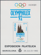 Spanien: 1992, Summer Olympics Barcelona And International Stamp Exhibition OLYMPHILEX’92 In Barcelo - Lettres & Documents