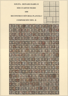 Spanien: 1850, 6 Cuartos Black, Queen Isabel II. Six Complete Plate Reconstructions. 15*17 = 255 Sta - Brieven En Documenten