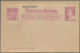 Spanien - Ganzsachen: 1937, Stat. Postcard ‚Matrona‘ 25c. Lilac With Additional Four-line Annotation - 1850-1931