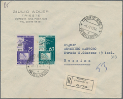 Triest - Zone A: 1952/1954, Lot Of 19 Registered Covers To Messina With Arrival Mark, Bearing Commem - Oblitérés