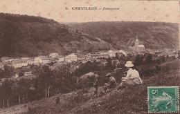Chevillon,écrite,timbrée 1913,panorama,sepia - Chevillon