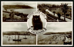 Ref 1298 - Real Photo Multiview Postcard - Castle Beach & Harbour Falmouth - Cornwall - Falmouth