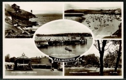 Ref 1298 - Real Photo Multiview Postcard - Pier Bandstand & Lighthouse Falmouth - Cornwall - Falmouth