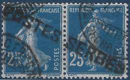 France Postes Serbes à Corfou N° 8 Paire 25c Semeuse N°140 Obliteration Serbe RR - War Stamps