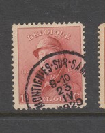 COB 168 Oblitération Centrale MONTIGNIES-SUR-SAMBRE - 1919-1920 Roi Casqué