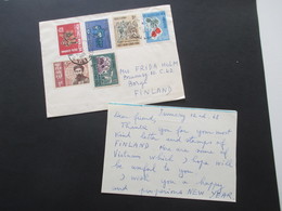 Vietnam / Süd Vietnam 1968 Auslandsbrief Nach Finnland! 6 Marken Und Mit Inhalt!! Radio Station Baoloc Lambong - Viêt-Nam
