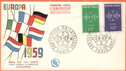 FRANCIA - France - 1959 - Europa Cept - FDC - Paris - 1959