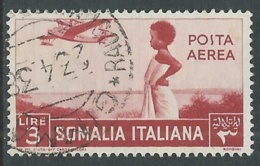 1936 SOMALIA USATO POSTA AEREA SOGGETTI AFRICANI 3 LIRE - I64-9 - Somalie