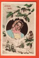 EPA-01 Joyeux Noël, Fillette Au Regard Triste, Oiseau. Circulé 1922 - Autres & Non Classés