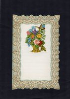 VP15.087 - Lettre Vierge Papier Gaufré Double Page Avec Découpi Panier à Fleurs - Fleurs