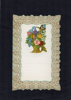 VP15.087 - Lettre Vierge Papier Gaufré Double Page Avec Découpi Panier à Fleurs - Flores