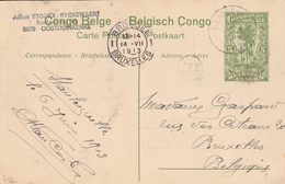 Congo Belge Entier Postal Illustré Pour La Belgique 1913 - Interi Postali