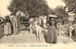 CORSE - Env. D'AJACCIO  - Une Famille De Paysans Corses Au Complet - Charrette à Cheval - Petits Enfants - Ajaccio