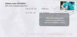 FRANCE  LETTRE AVEC TIMBRE VARIETE DE PIQUAGE (DECALAGE)  FLEURS - Usati