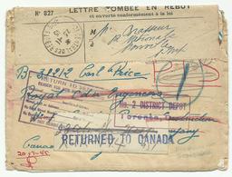 Lettre Frappée De Plusieurs Cachets De Rebuts France & Canada Fin 1945 - Histoire Postale