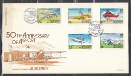 First Day Cover Van 50th Anniversary Of Airport 19 Mar 85 - Alderney