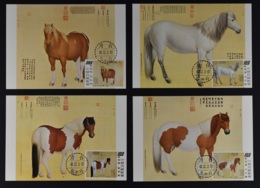 CHINA REPUBLIC / TAIWAN, SUPERB SET MAXIUMCARDS HORSE PAINTINGS FROM 1973 - Brieven En Documenten