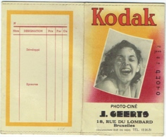 Foto/Photo. Pochette Kodak. Photo-Ciné J.Geerts. Rue Des Lombards, Bruxelles. - Matériel & Accessoires
